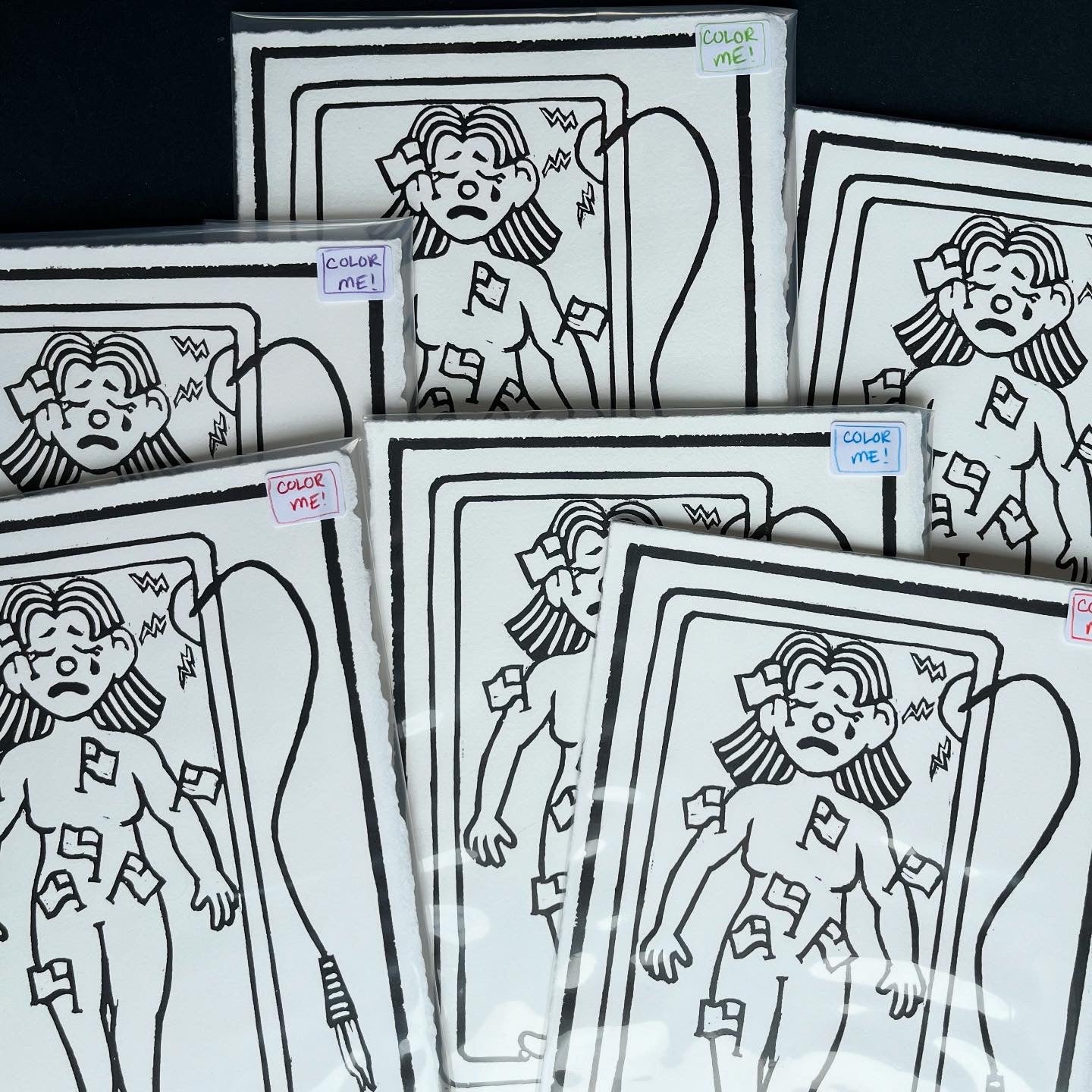 "Operation" Hand-Painted Linocut Print